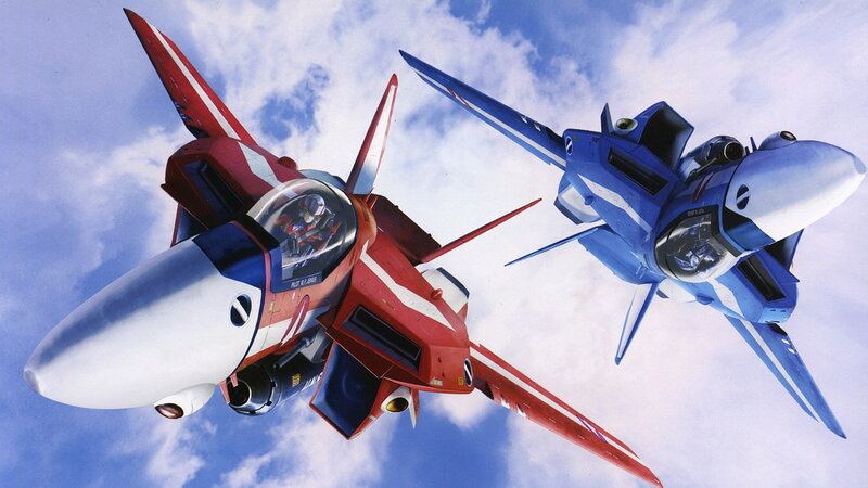 Two Fighter Jets in Flight — Red, Dynamic