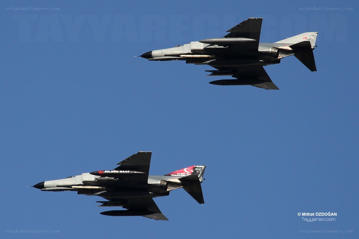 Two fighter jets in formation