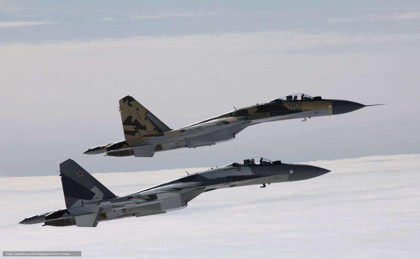 Two fighter jets in formation