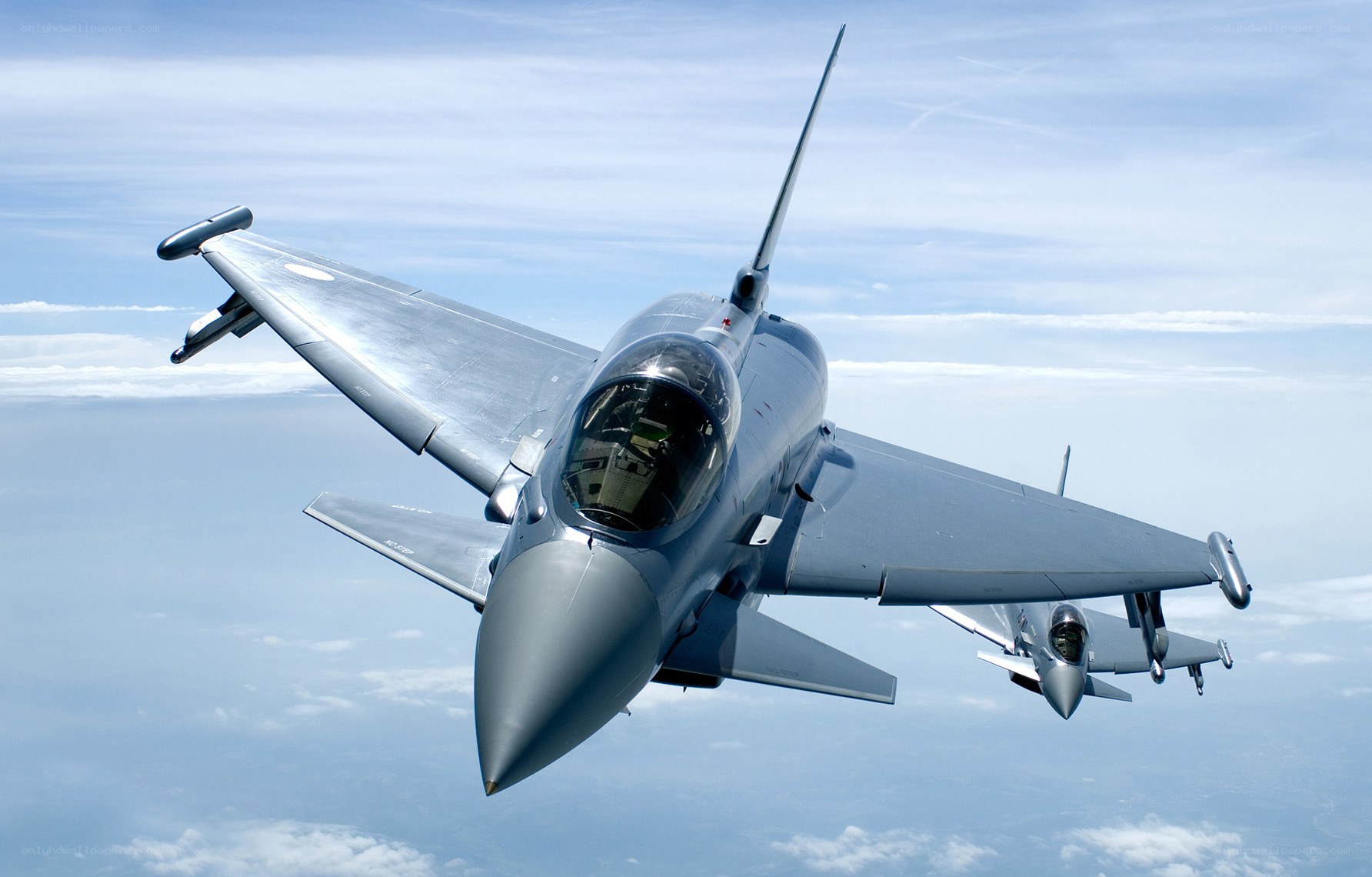 Two fighter jets in formation