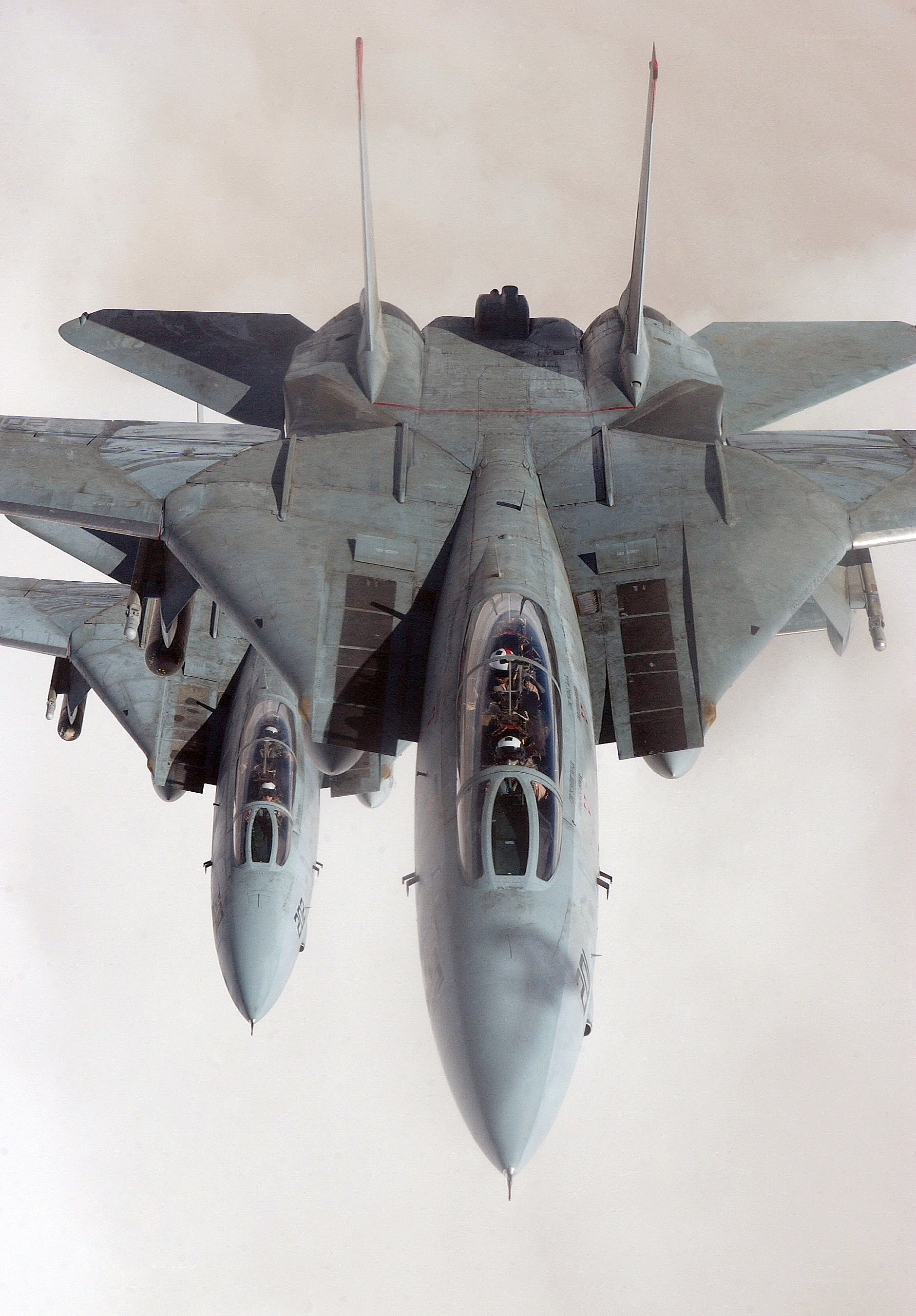 Two fighter jets in formation