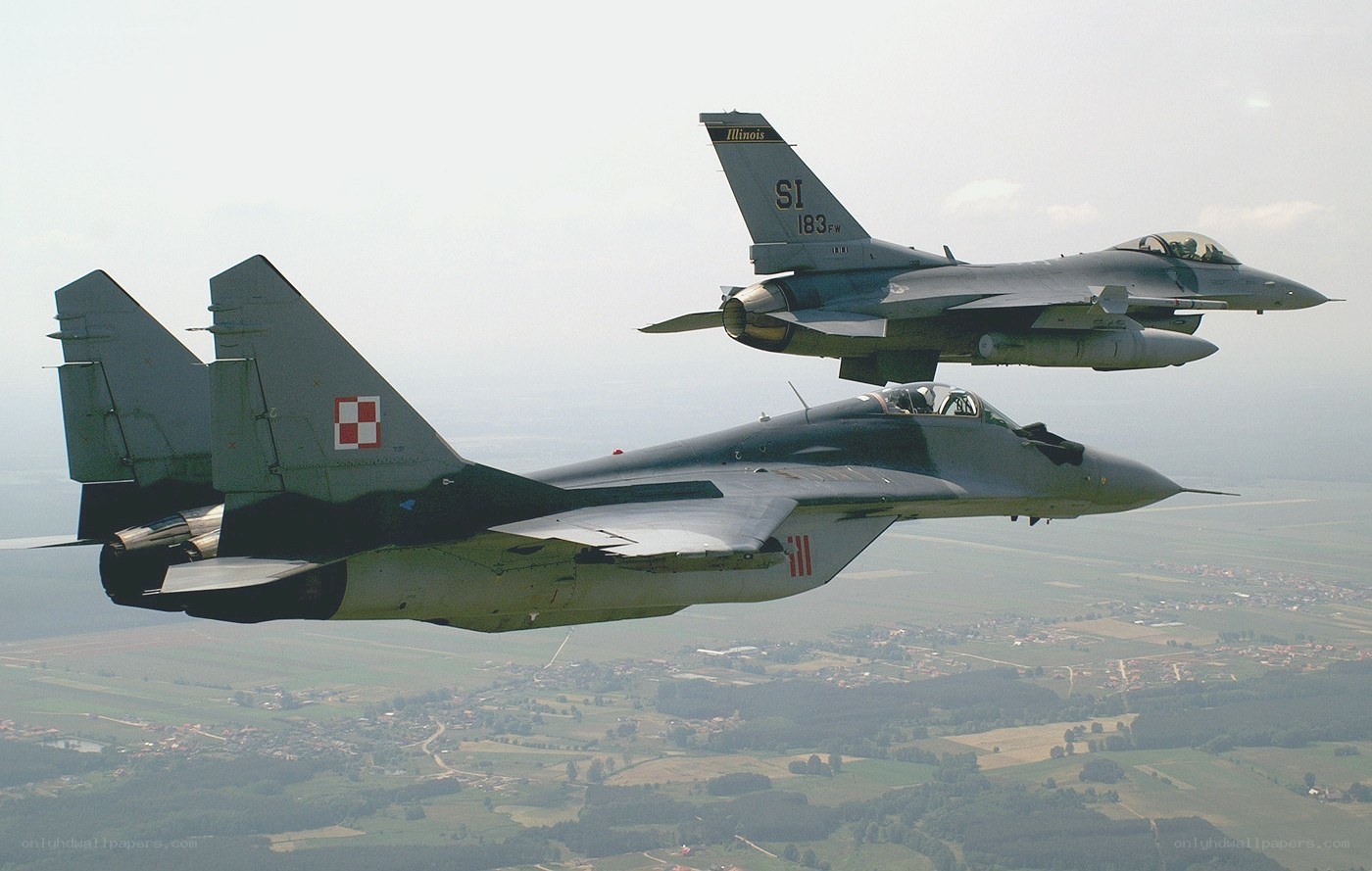 Two fighter jets in formation
