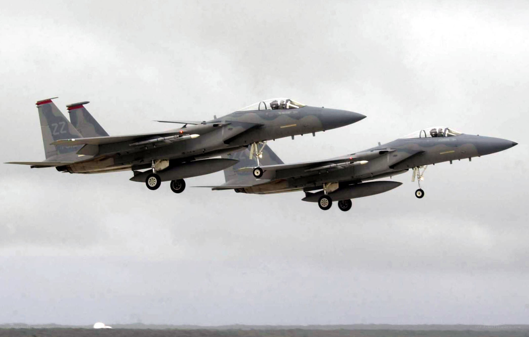 Two fighter jets in formation