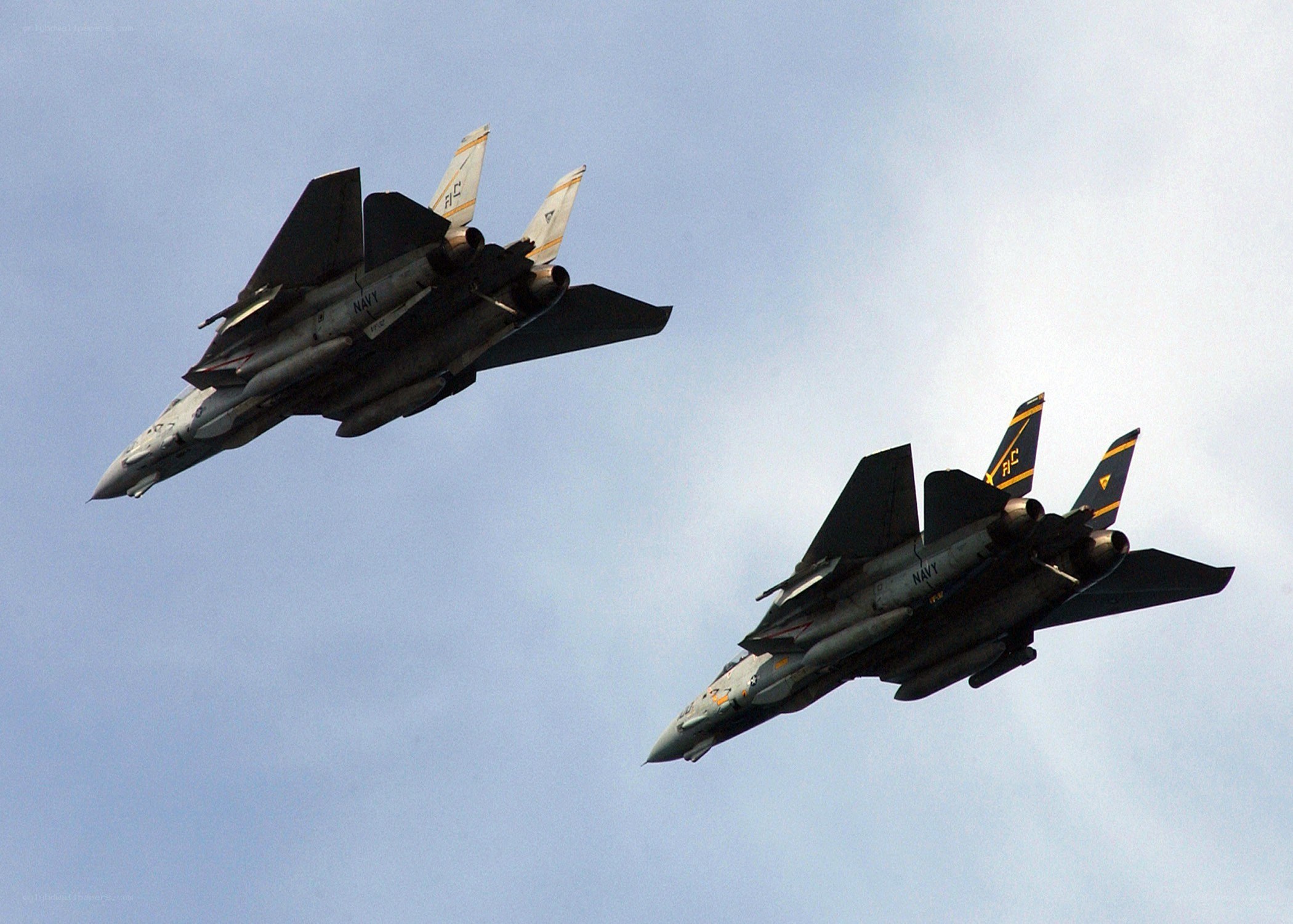 Two fighter jets in formation