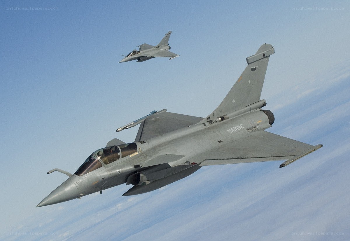 Two fighter jets in formation