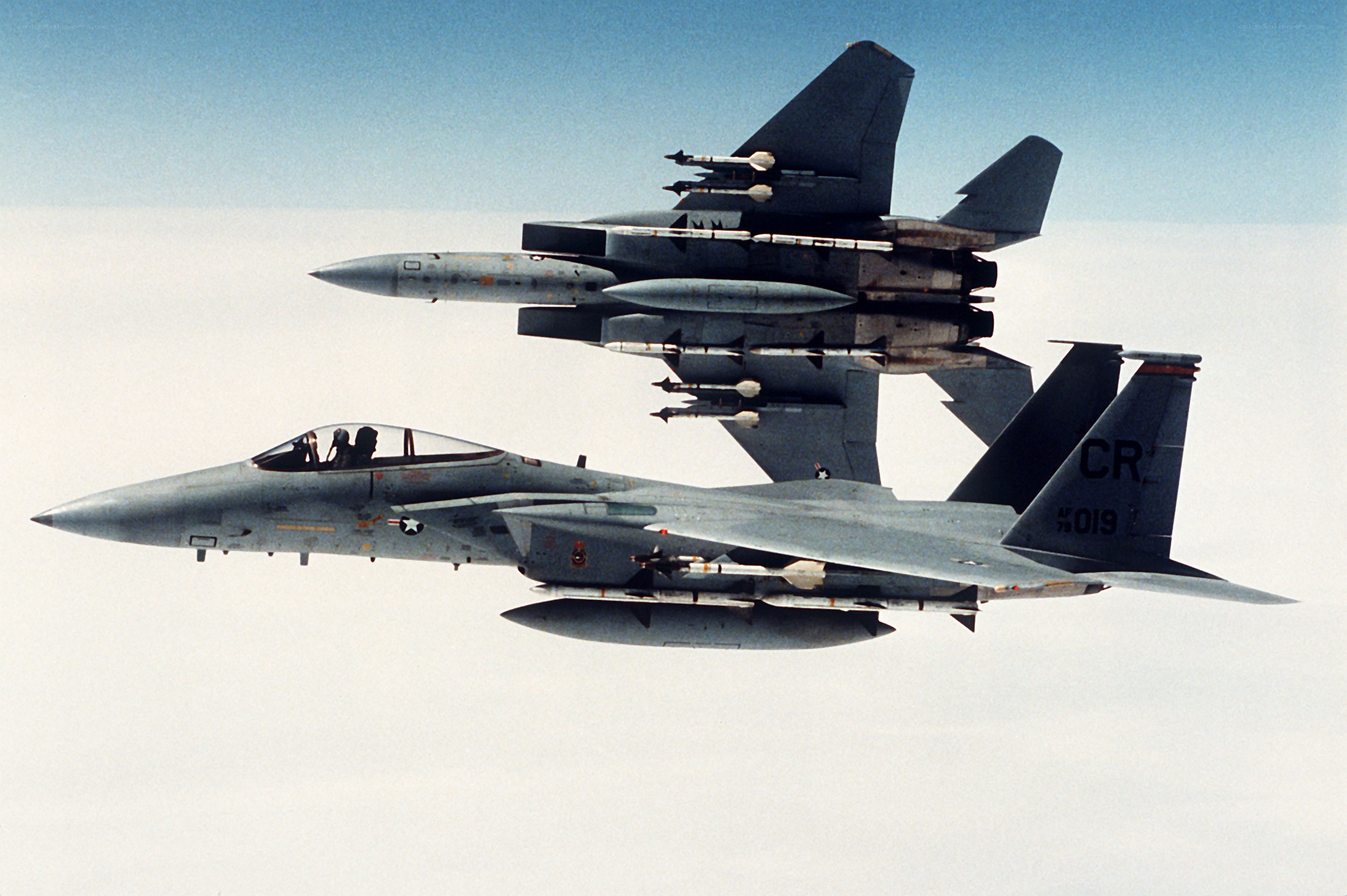 Two fighter jets in formation