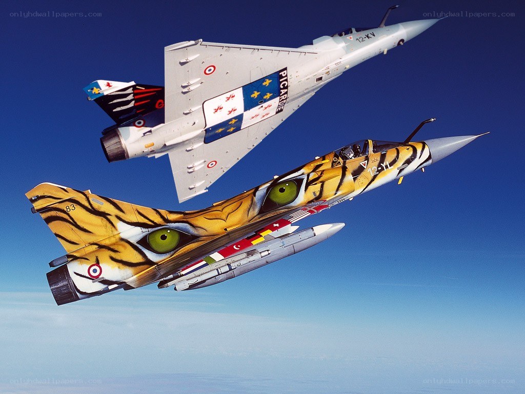Two fighter jets in formation