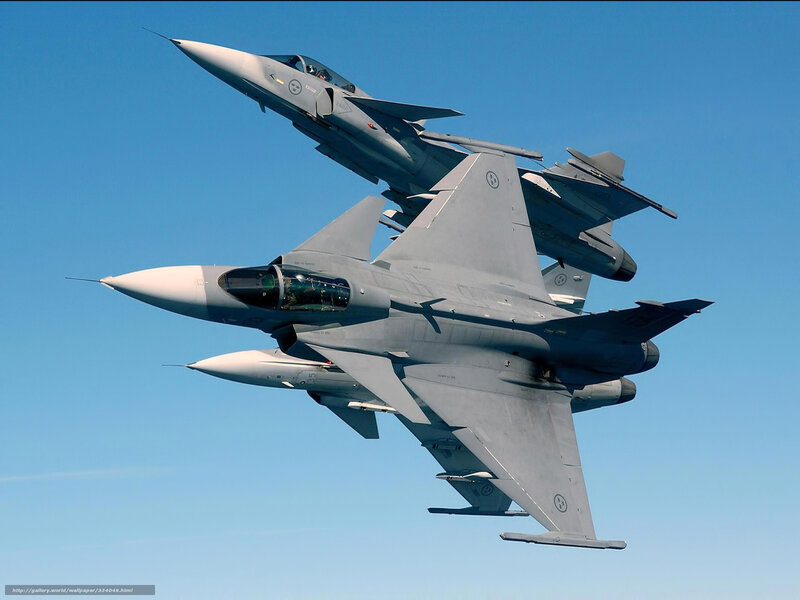 Two Fighter Jets in Formation — Blue, Dramatic, Afternoon, Photograph, Aircraft