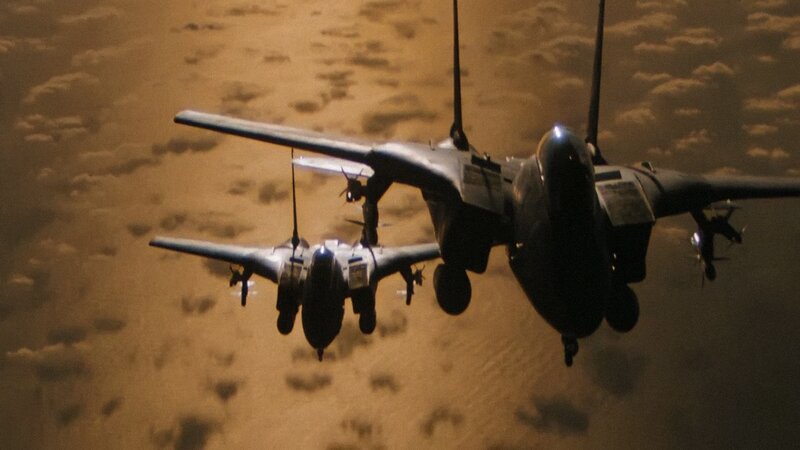 Two Fighter Jets in Formation — Brown