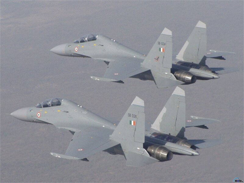 Two Fighter Jets in Formation — Gray, Aerial, Photograph