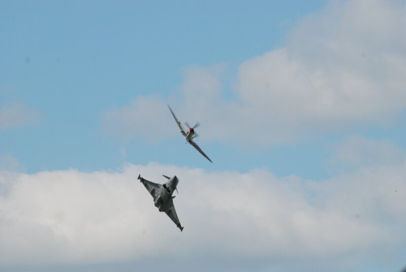 Two Fighter Jets in Sky — Blue