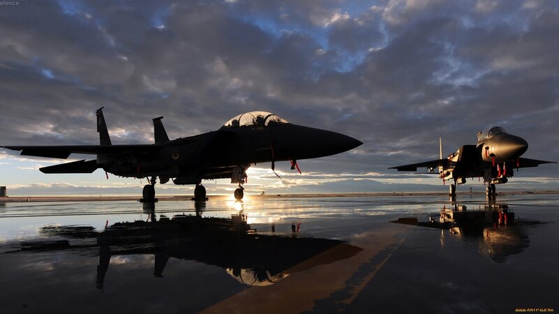 Two Fighter Jets on Tarmac — Black, Dramatic