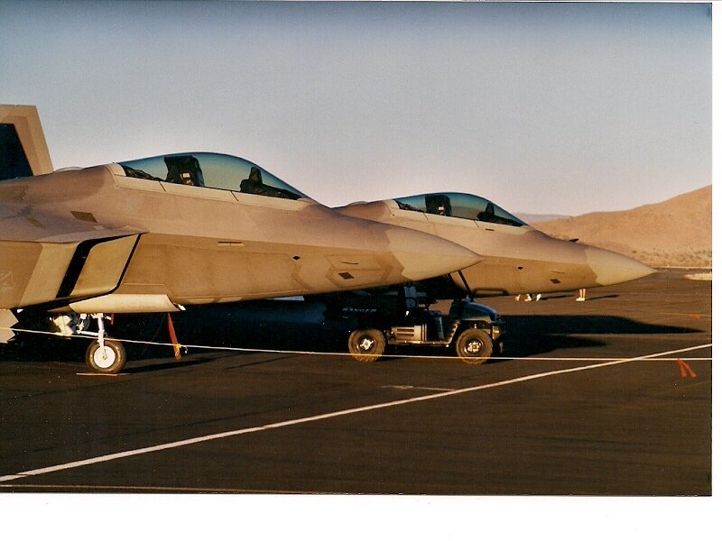 Two Fighter Jets on Tarmac — Gray
