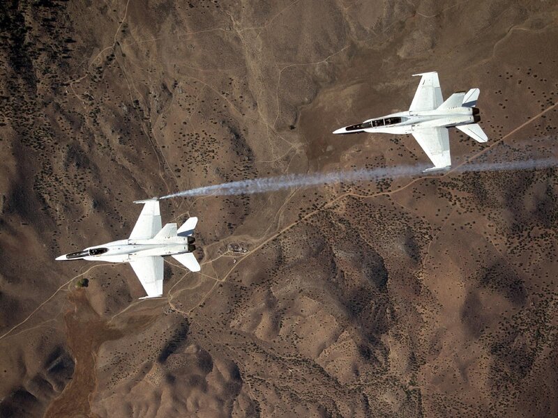 Two Fighter Jets — White, Dynamic