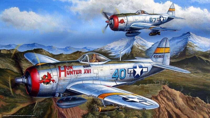 Two Fighter Planes — Blue, Dramatic, Afternoon