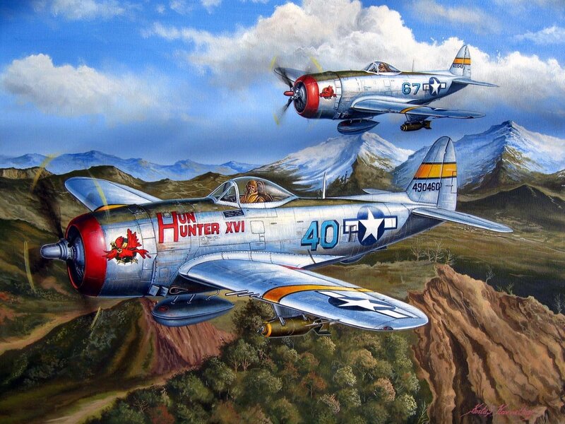 Two Fighter Planes — Blue