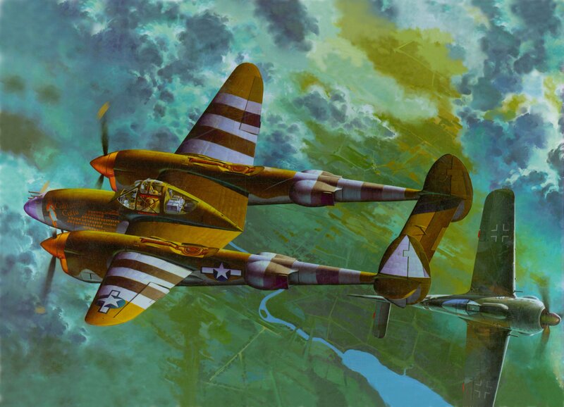 Two Fighter Planes — Green, Dramatic