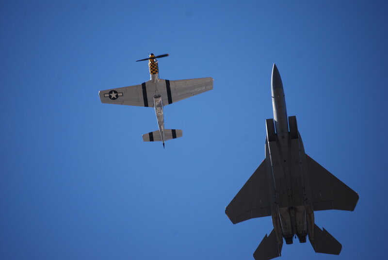Two fighter planes in flight
