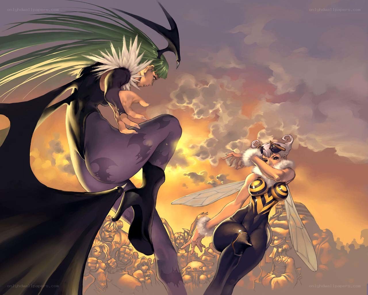 Two fighters face off in battle
