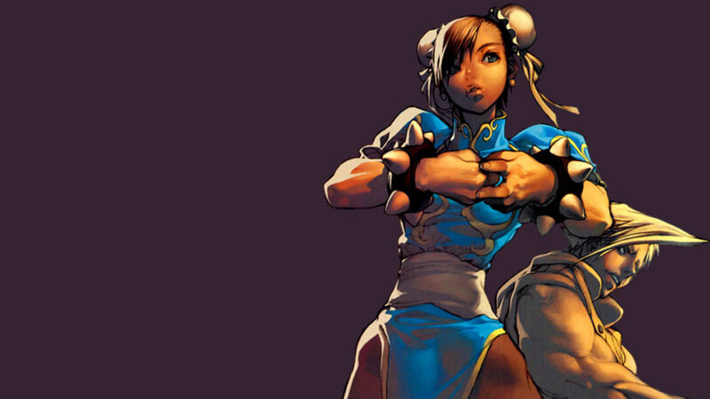 Two Fighters in Combat — Purple, Dramatic, Manga, Fighting Stance, Spiked Gloves