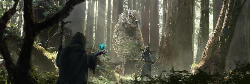 Two Figures and an Owl