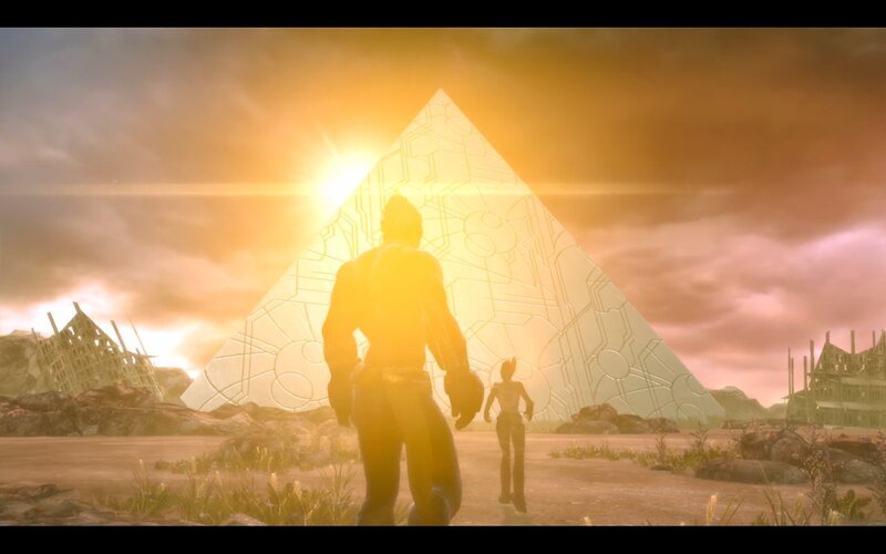 Two Figures Before Pyramid