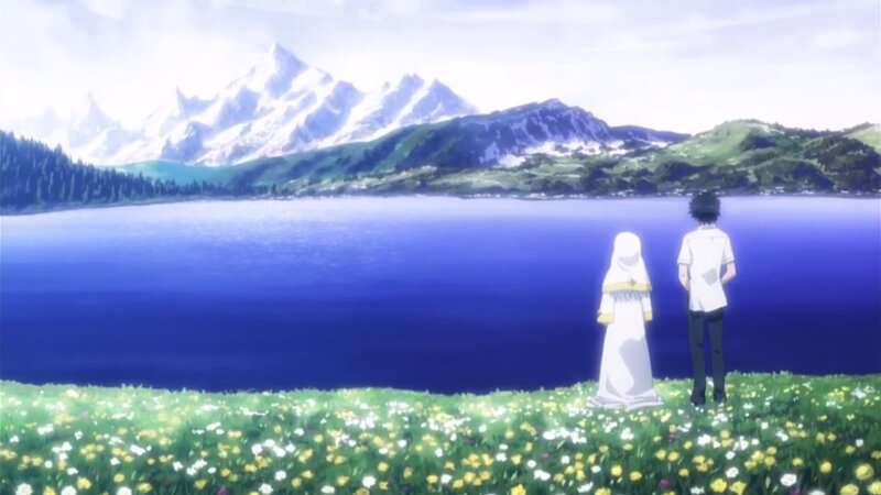 Two Figures by a Lake — Blue