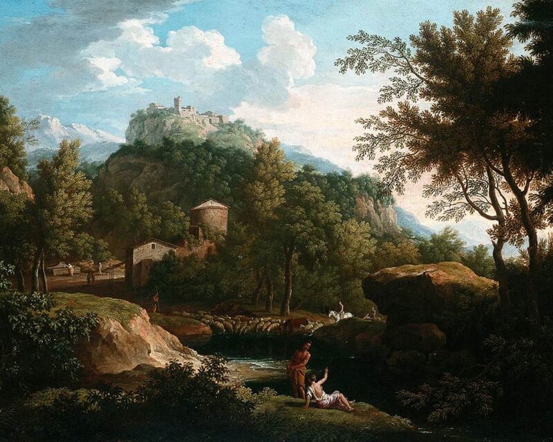 Two Figures by a River — Green