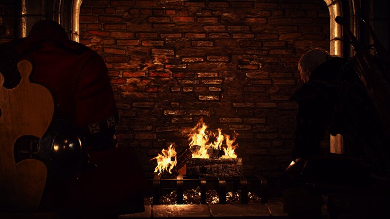 Two Figures by Fire — Brown