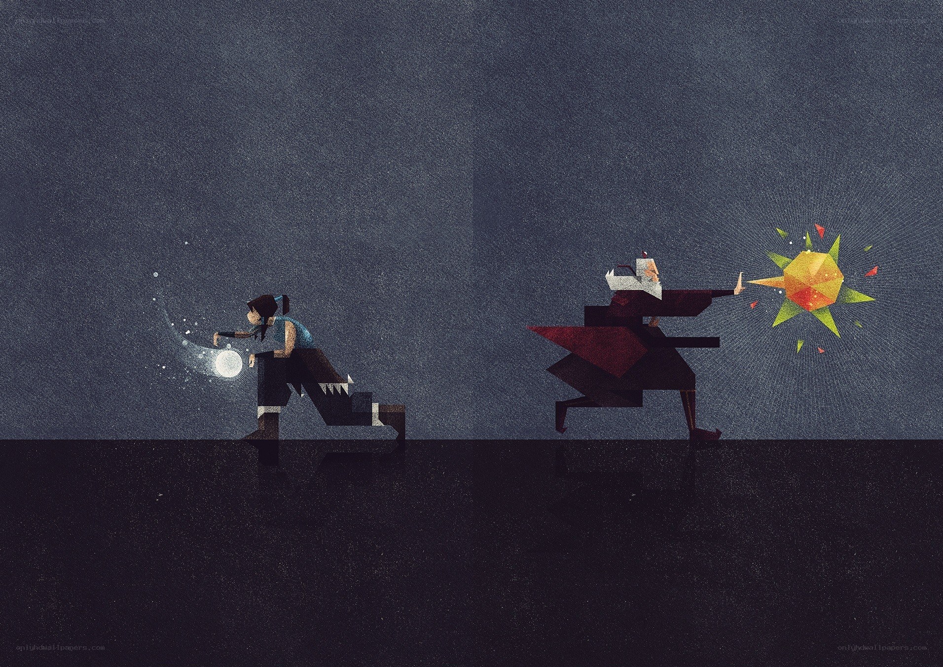 Two figures casting spells