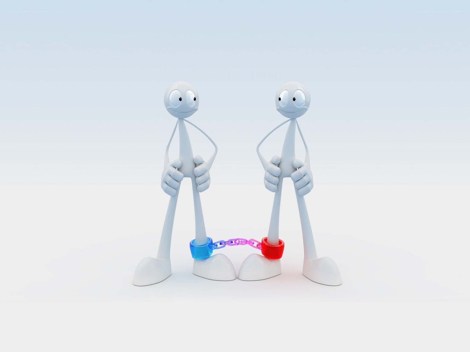 Two figures chained together