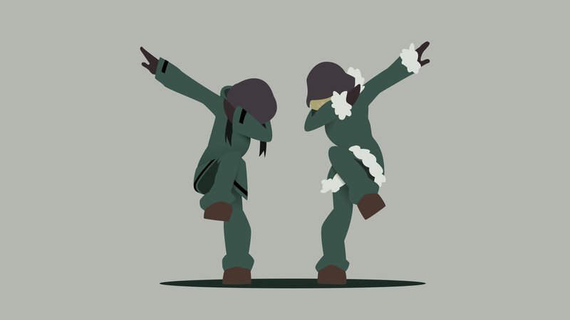 Two Figures Dabbing — Green