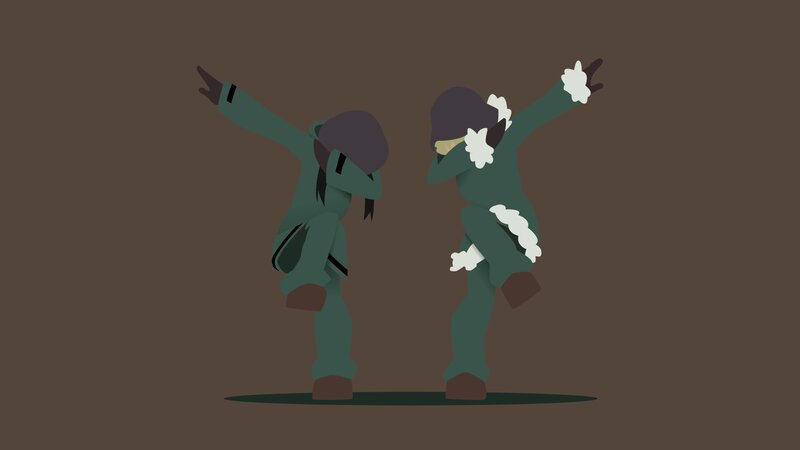 Two Figures Dabbing