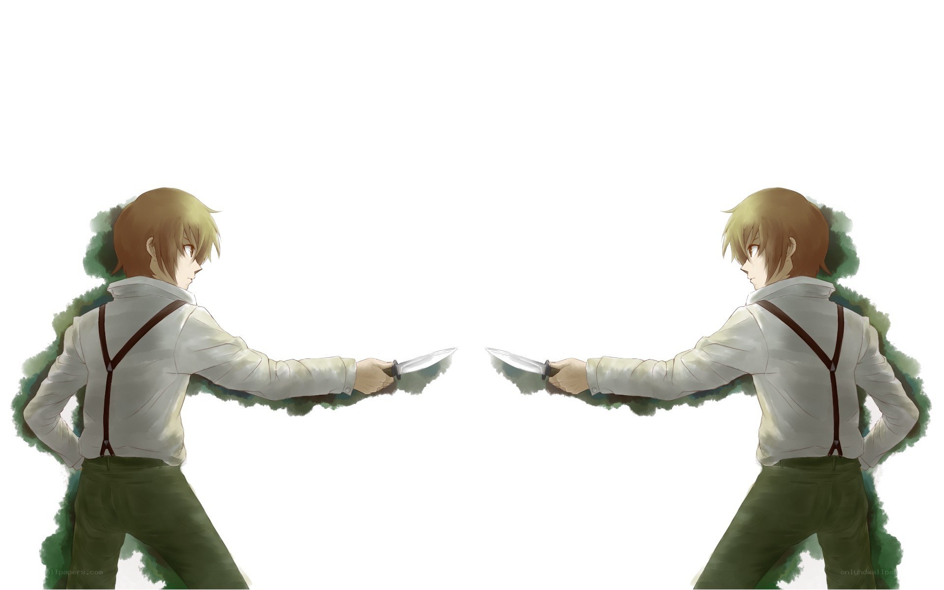 Two figures dueling with knives