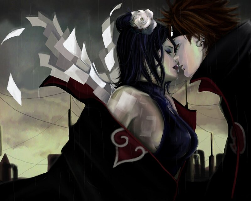 Two Figures Embracing — Black, Dramatic, Night, Digital Art