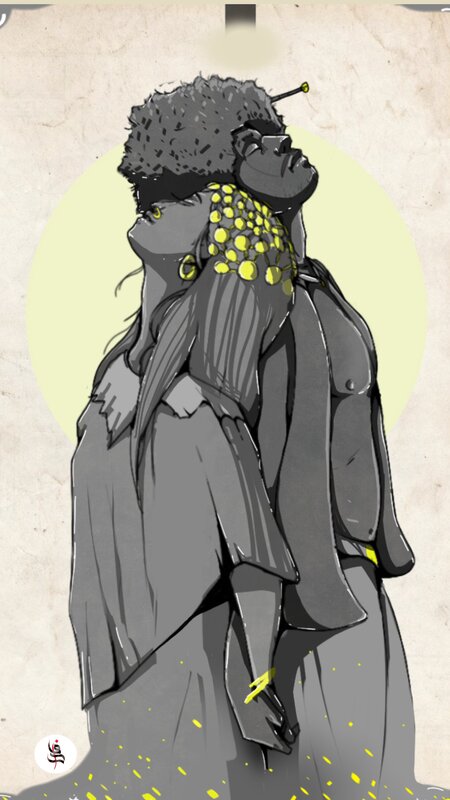 Two Figures Embracing — Gray, Dramatic