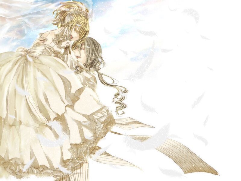 Two Figures Embracing — White, Serene
