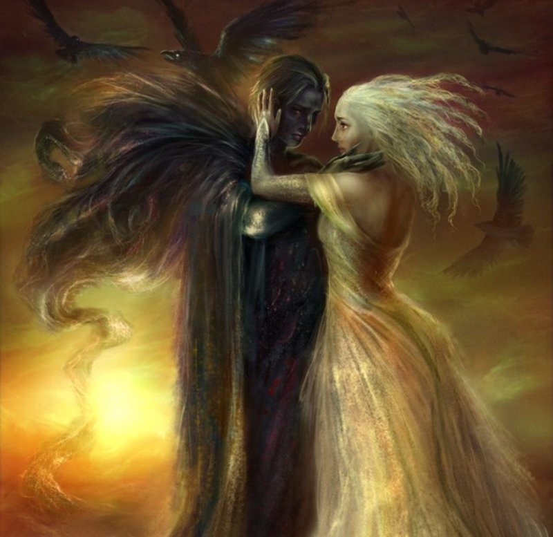 Two Figures Embracing — Yellow
