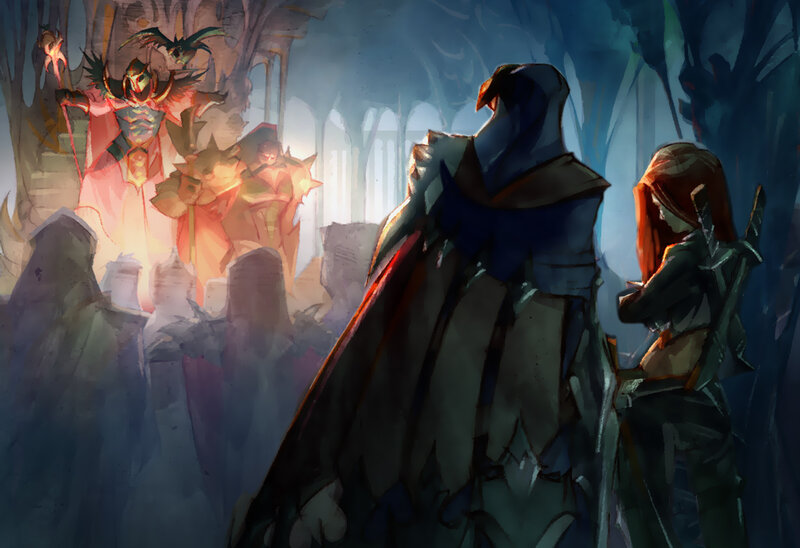 Two Figures Facing a Boss