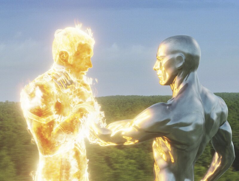 Two Figures Fighting — Gold