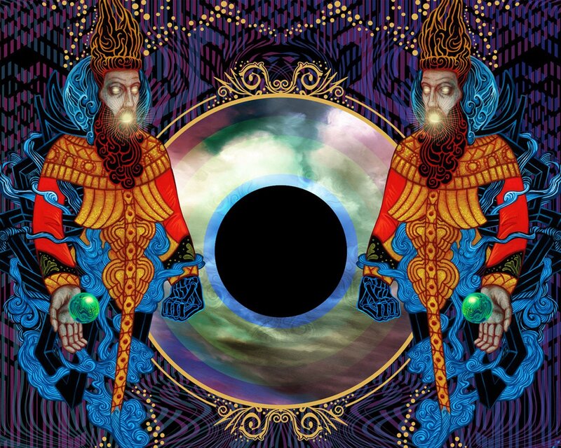Two Figures Flanking Eye