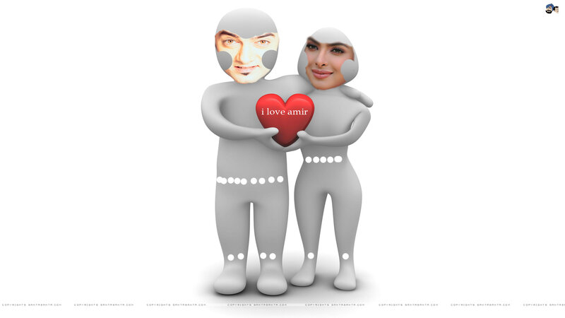 Two Figures Holding Heart — Gray