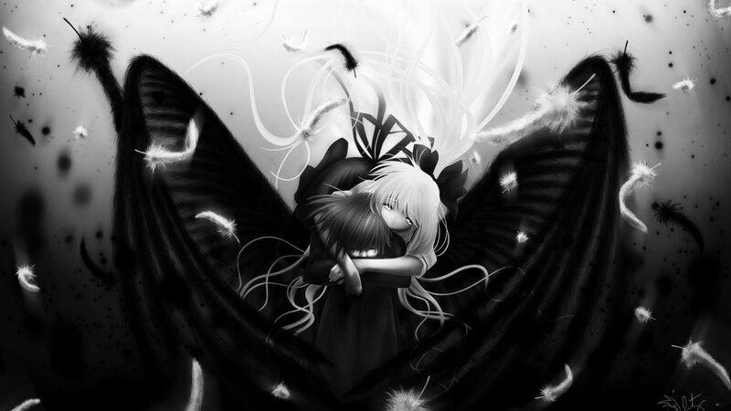 Two Figures Hugging — Black, Dramatic