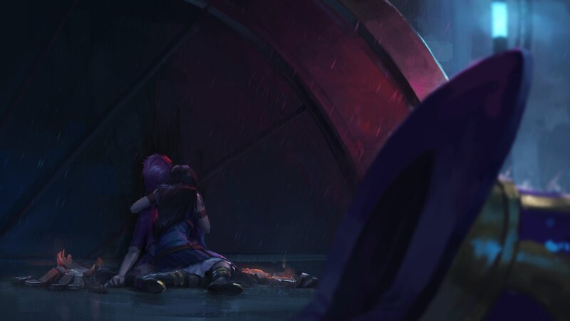 Two Figures Hugging — Purple