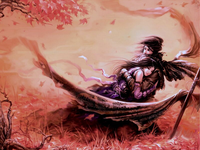 Two Figures in a Boat — Red
