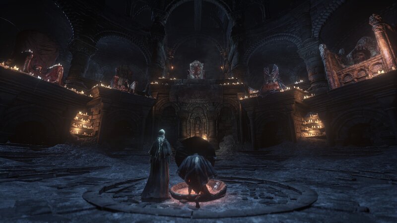 Two Figures in a Cathedral — Black