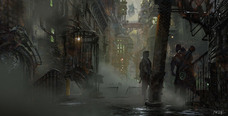 Two Figures in a City — Gray