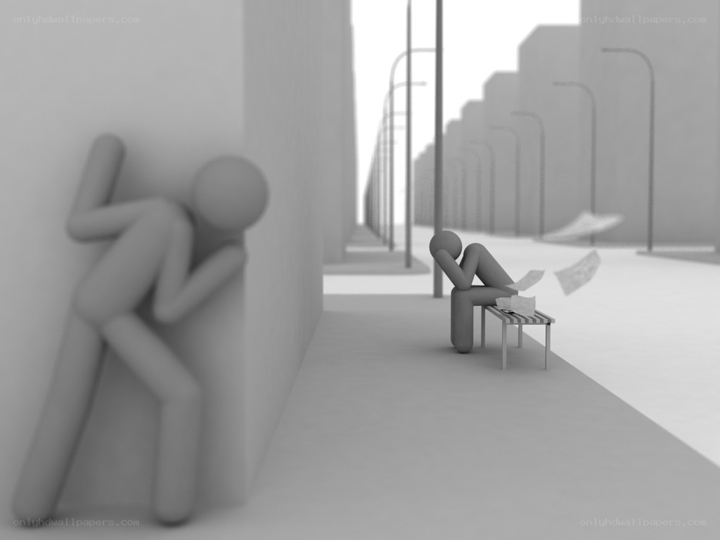 Two figures in a city scene