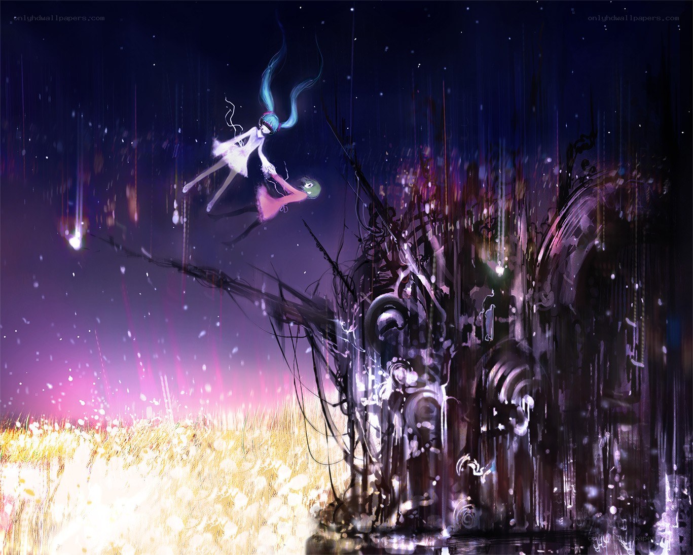 Two figures in a dreamlike landscape