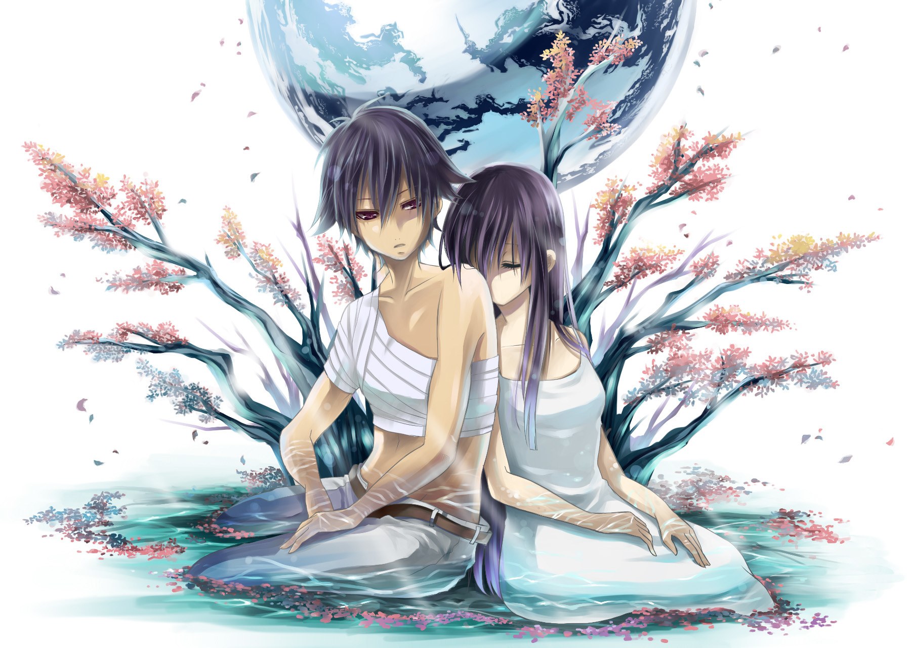 Two figures in a dreamlike scene